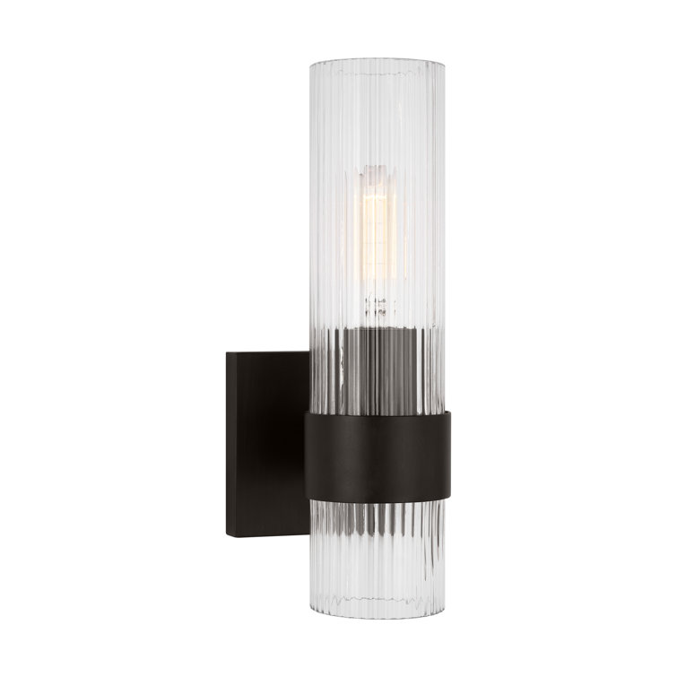 Geneva Black Iron Wall Sconce with Translucent Tube Shade