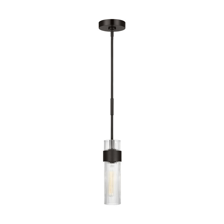 Geneva Aged Iron and Clear Glass Cylinder Pendant Light