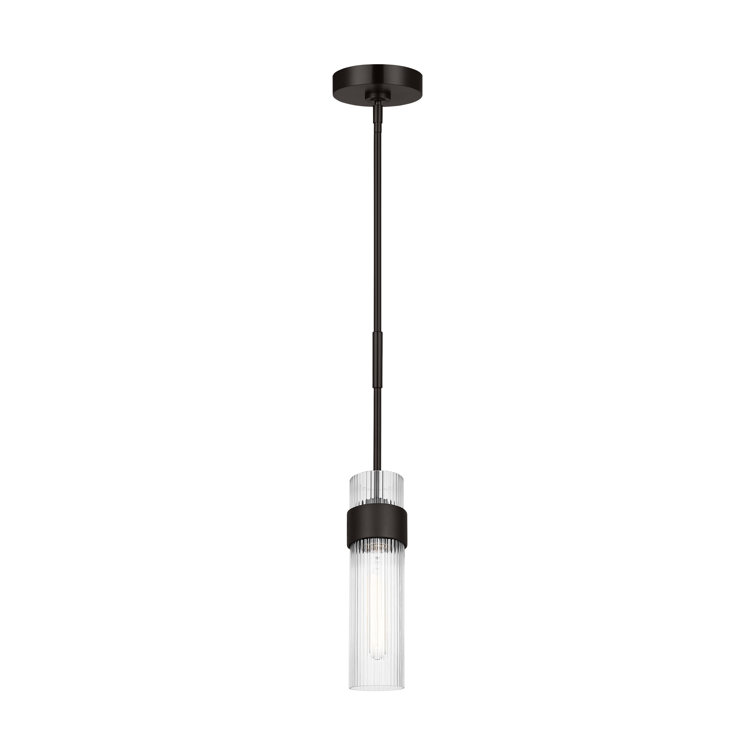 Geneva Aged Iron and Clear Glass Cylinder Pendant Light