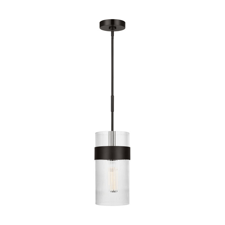 Aged Iron and Clear Glass Cylinder Pendant Light