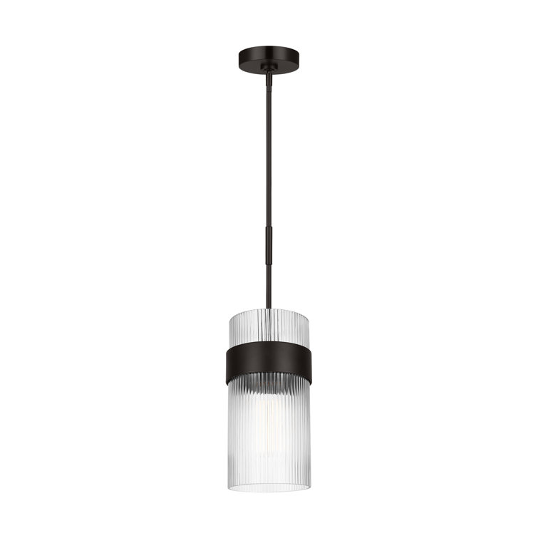 Aged Iron and Clear Glass Cylinder Pendant Light
