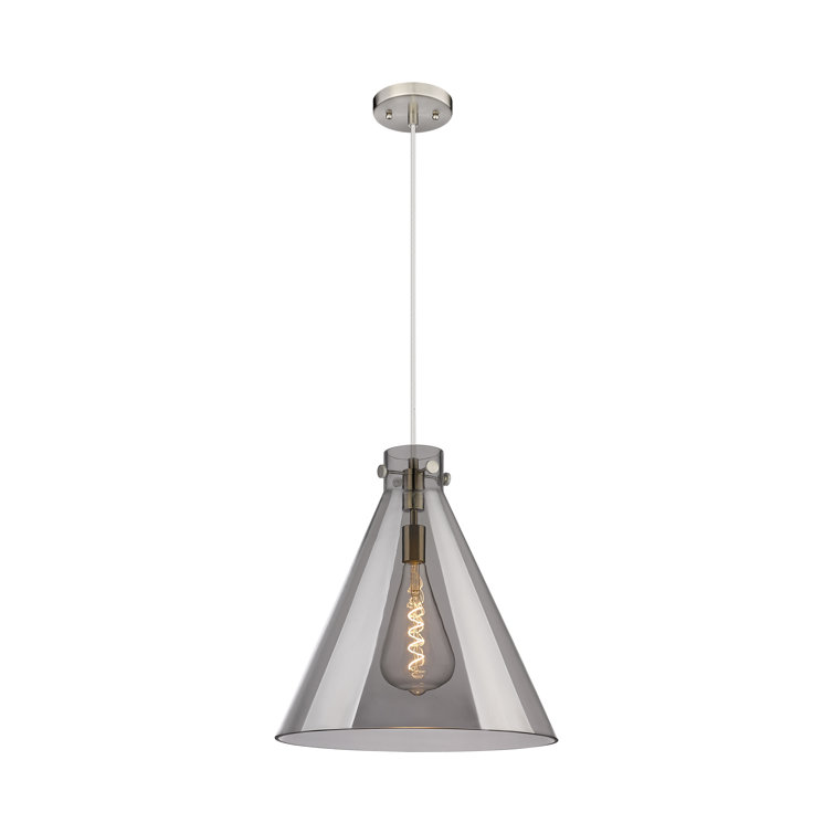 Newton Satin Nickel and Plated Smoke Glass Pendant