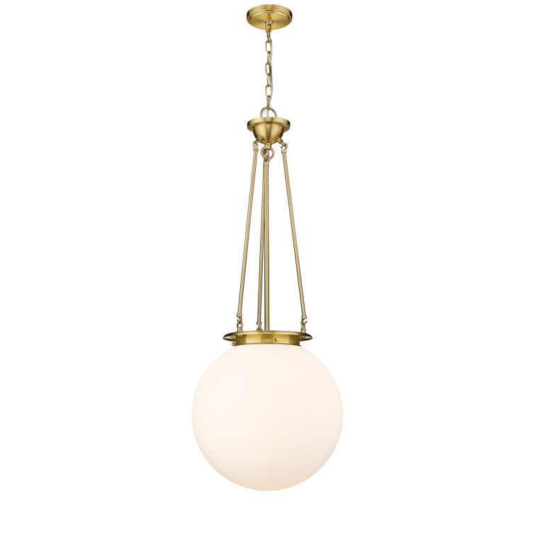 Beacon Contemporary 39'' Satin Gold Globe Pendant with Matte White Glass