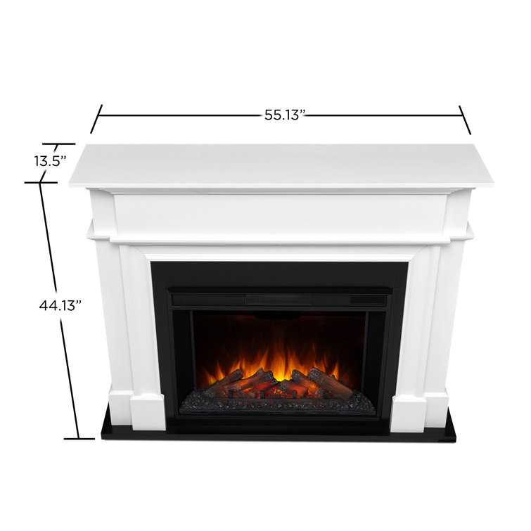 White Electric Fireplace with Mantel, 60" Tall