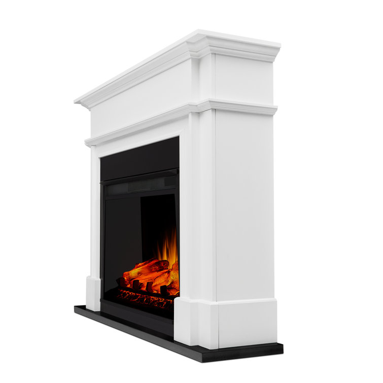 White Electric Fireplace with Mantel, 60" Tall