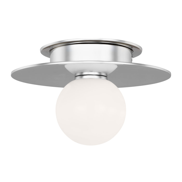 Polished Nickel Glass Globe LED Flush Mount Light