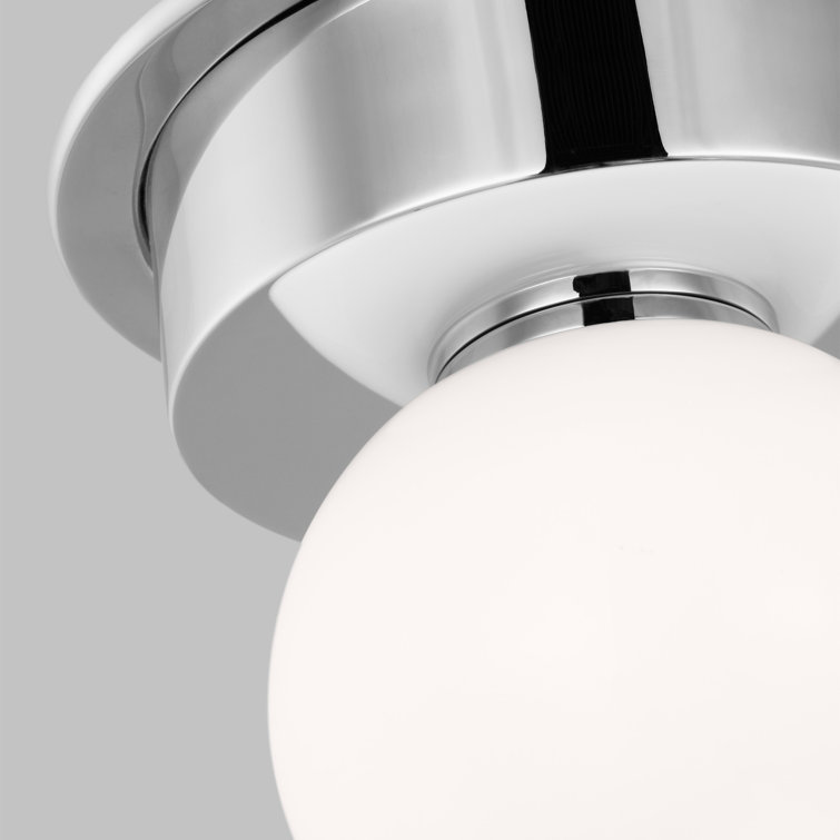 Polished Nickel Glass Globe LED Flush Mount Light