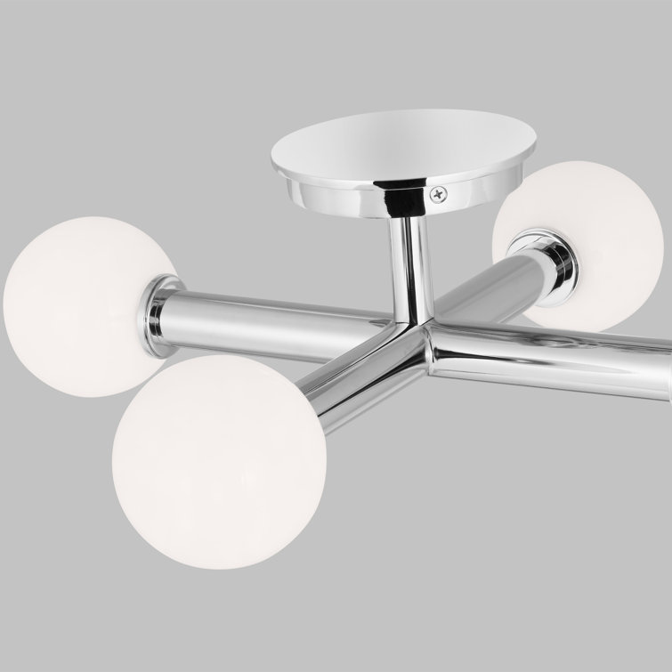 Polished Nickel Glass Globe Sputnik Semi Flush Mount