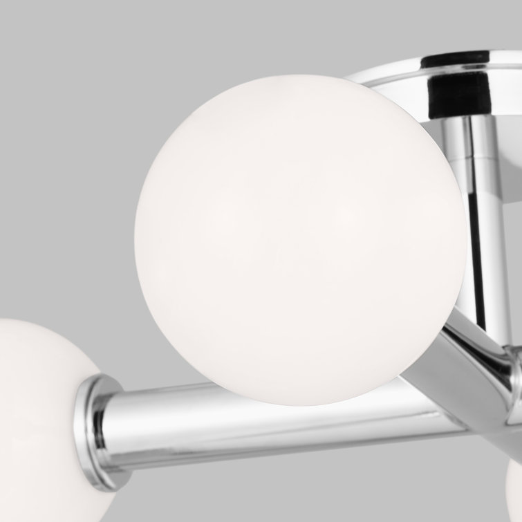 Polished Nickel Glass Globe Sputnik Semi Flush Mount