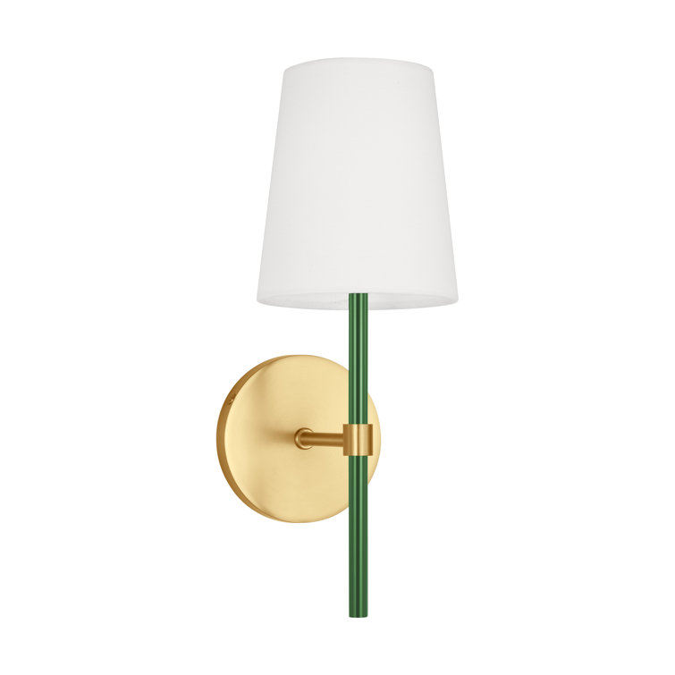 Burnished Brass and Green Single Light Dimmable Sconce