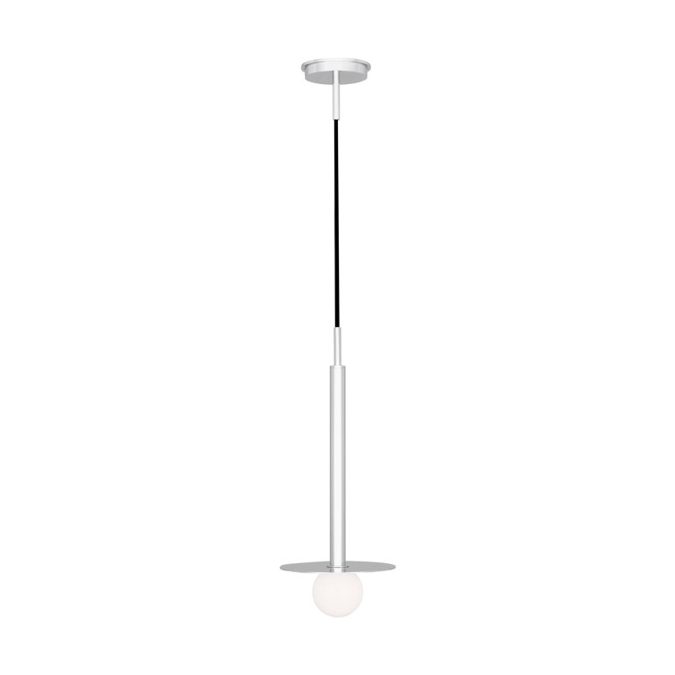 Polished Nickel Globe Pendant Light with Glass Diffuser