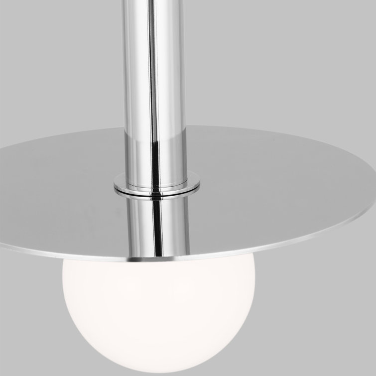 Polished Nickel Globe Pendant Light with Glass Diffuser