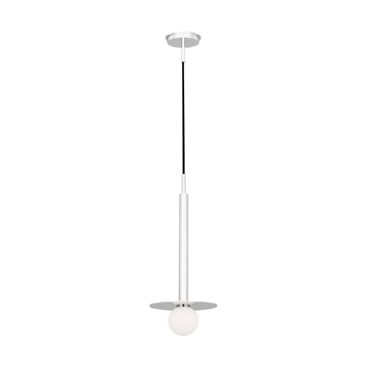 Polished Nickel Globe Pendant Light with Glass Diffuser