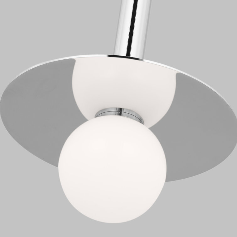 Polished Nickel Globe Pendant Light with Glass Diffuser