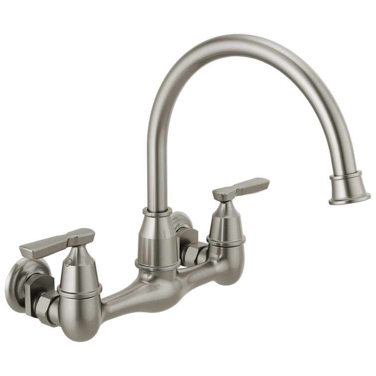 Corin Stainless Steel Wall Mount Kitchen Faucet with Dual Handles