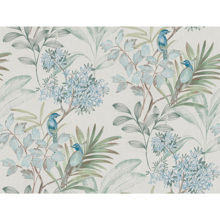 Turquoise Floral and Botanical Peel & Stick Wallpaper Roll