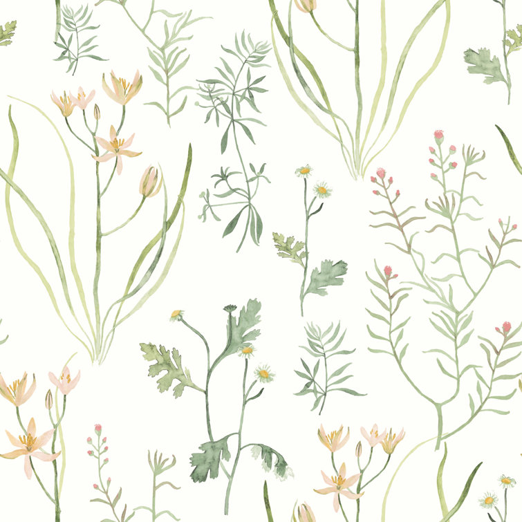 Peach and Orange Botanical Peel & Stick Wallpaper Roll