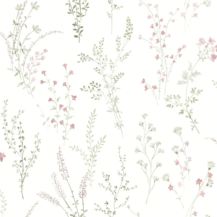 Multicolor Pink and Green Floral Peel & Stick Wallpaper Roll