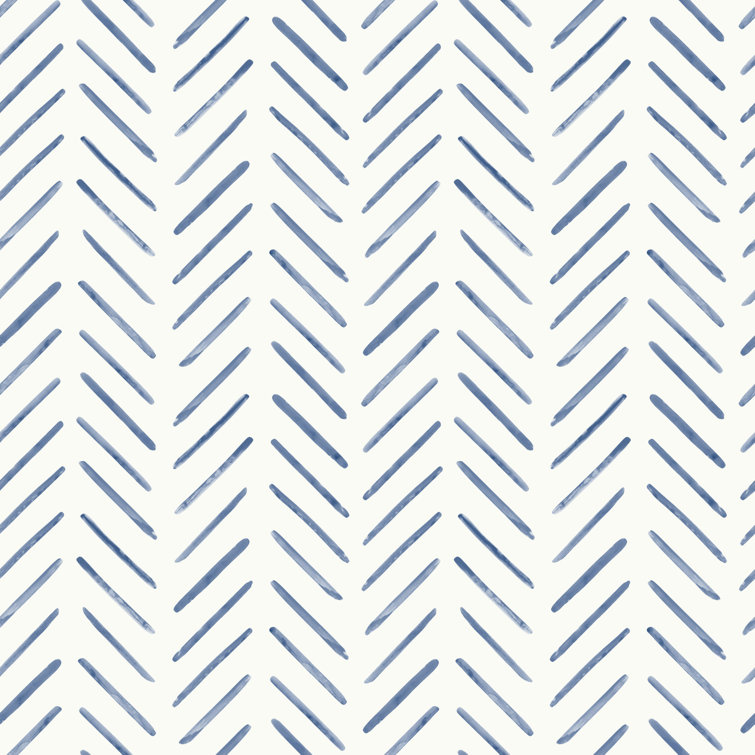Navy and White Herringbone Peel and Stick Wallpaper Roll