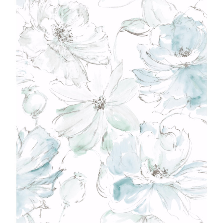 Mineral Green Floral Peel and Stick Wallpaper Roll