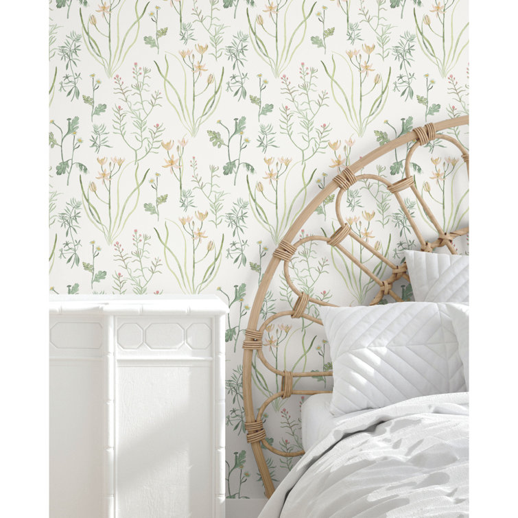 Peach and Orange Botanical Peel & Stick Wallpaper Roll