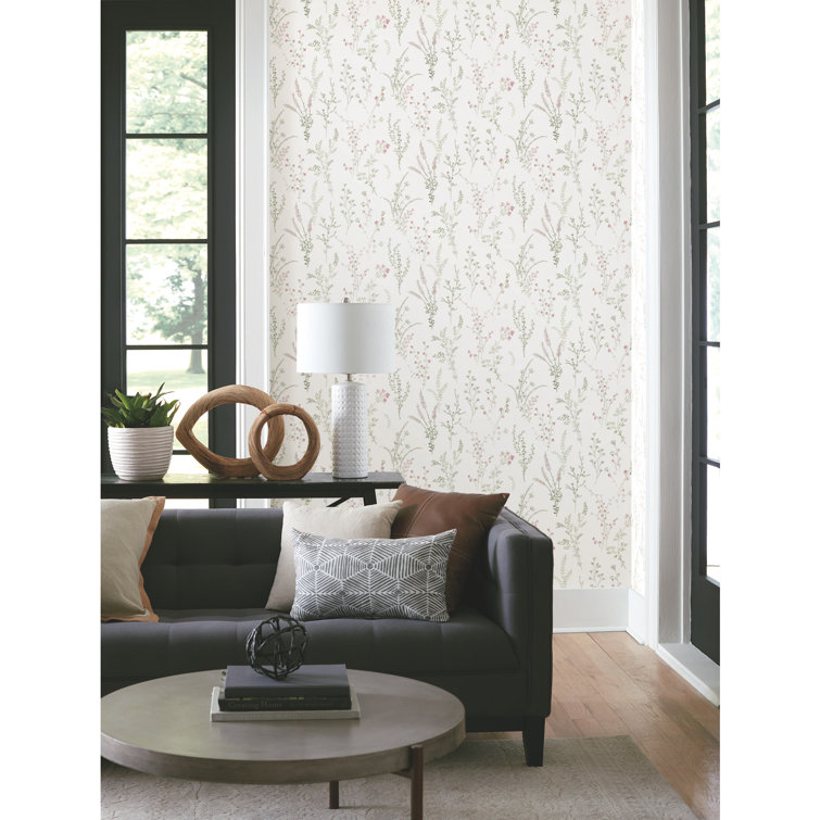 Multicolor Pink and Green Floral Peel & Stick Wallpaper Roll