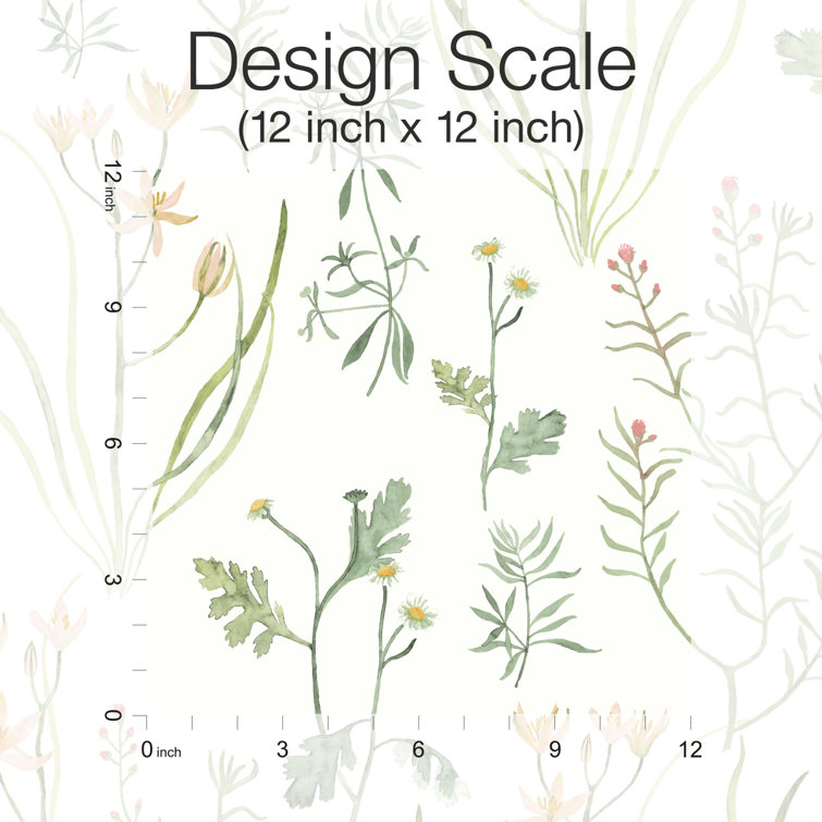 Peach and Orange Botanical Peel & Stick Wallpaper Roll