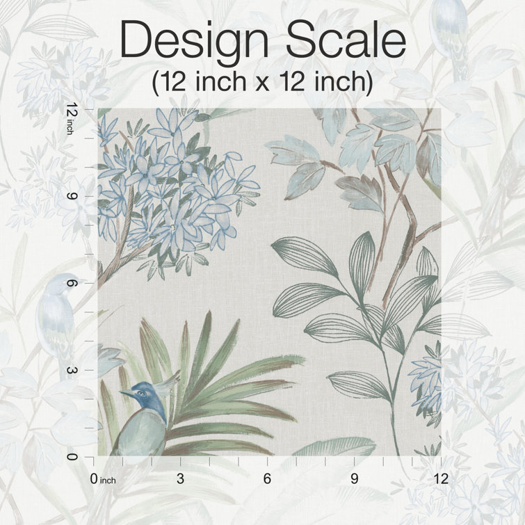 Turquoise Floral and Botanical Peel & Stick Wallpaper Roll