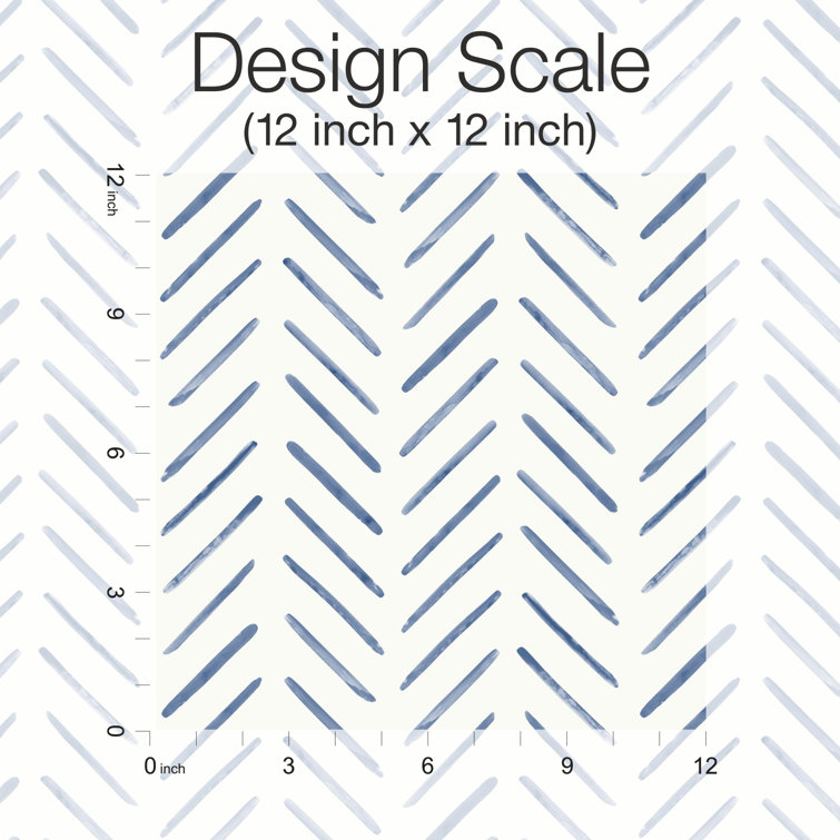 Navy and White Herringbone Peel and Stick Wallpaper Roll