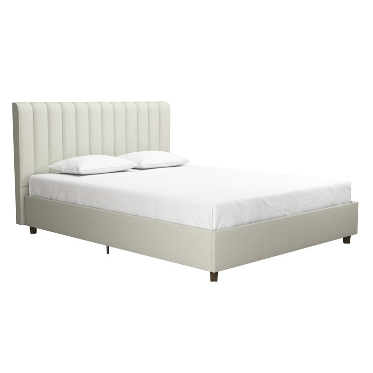 Elegant Queen Gray Linen Tufted Upholstered Bed with Wood Frame