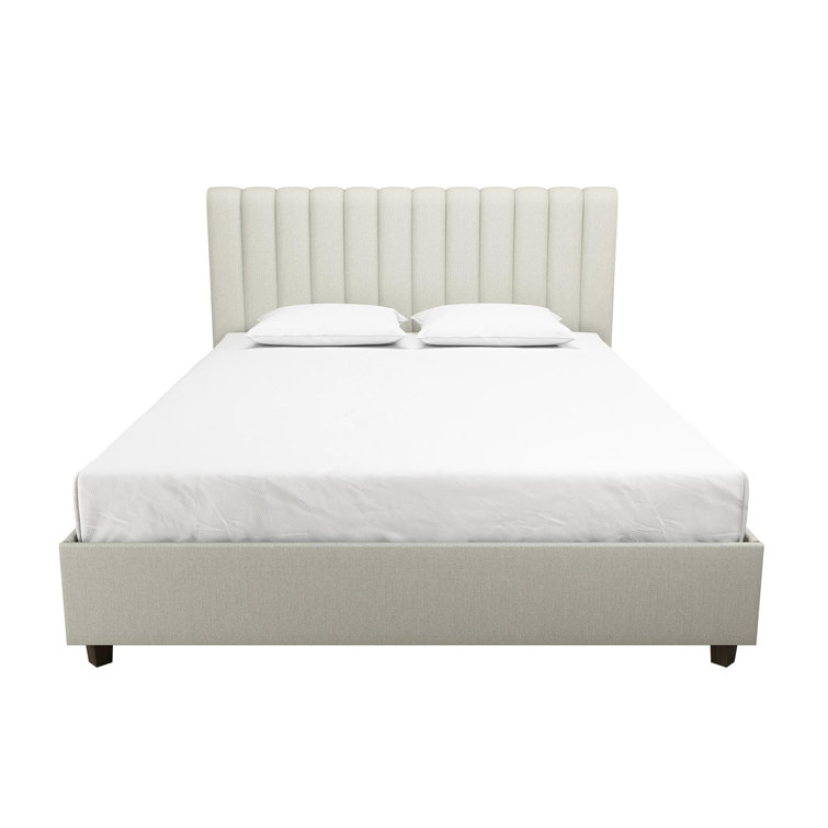 Elegant Queen Gray Linen Tufted Upholstered Bed with Wood Frame