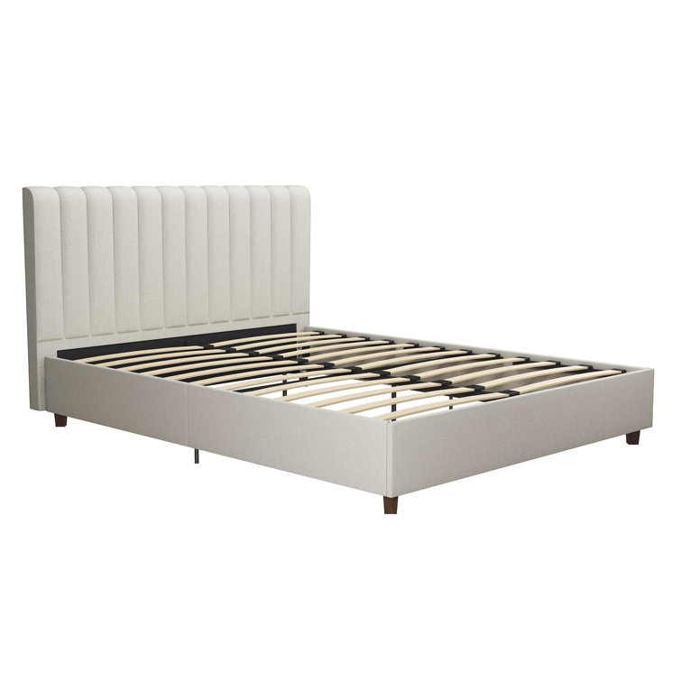 Elegant Queen Gray Linen Tufted Upholstered Bed with Wood Frame
