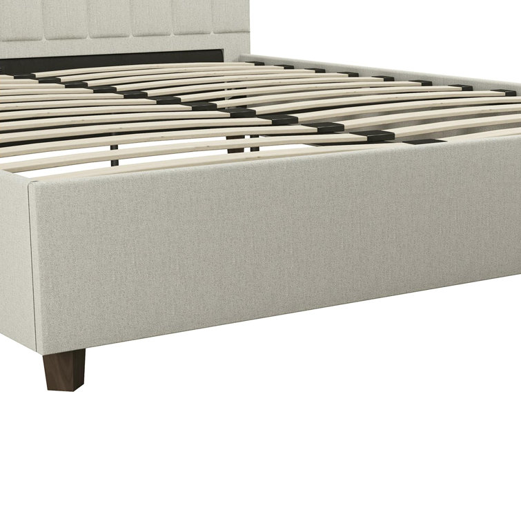 Elegant Queen Gray Linen Tufted Upholstered Bed with Wood Frame