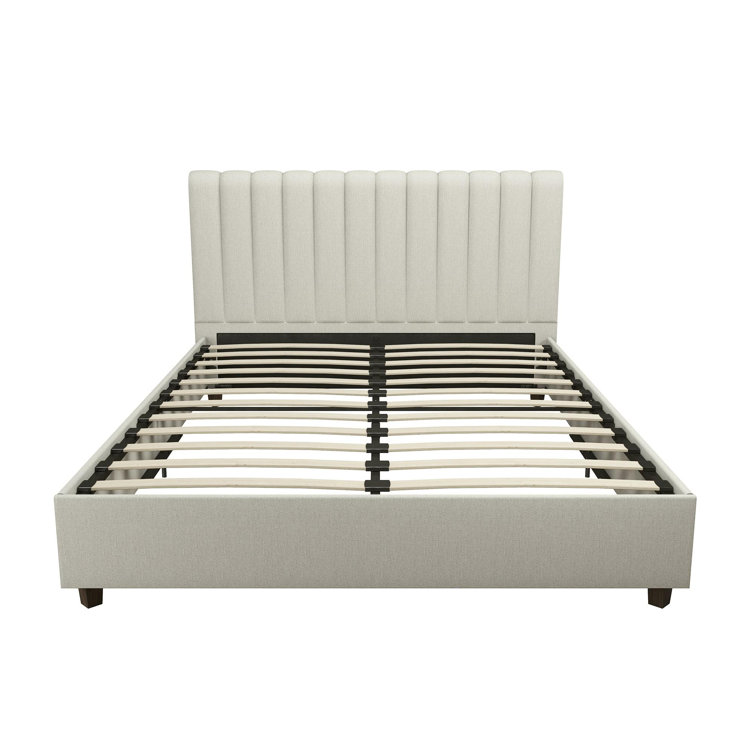 Elegant Queen Gray Linen Tufted Upholstered Bed with Wood Frame