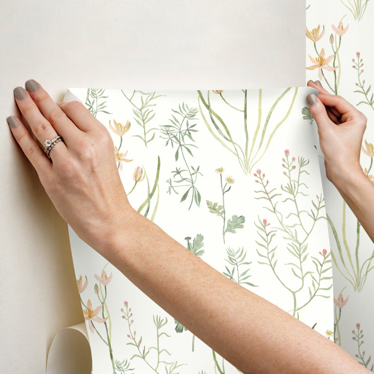 Peach and Orange Botanical Peel & Stick Wallpaper Roll