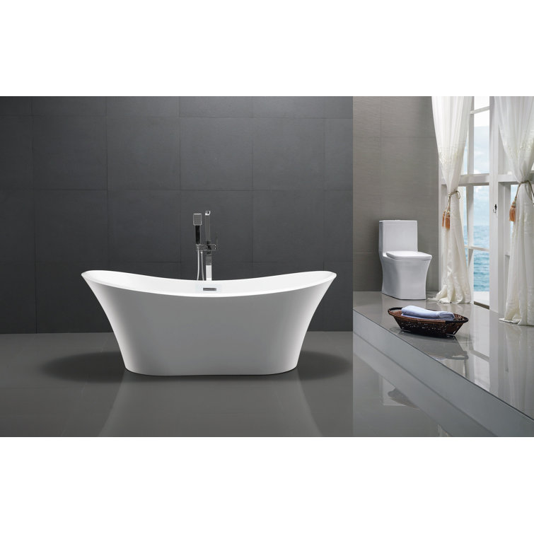 Ancona 71'' Glossy White Freestanding Acrylic Bathtub