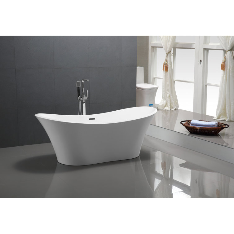Ancona 71'' Glossy White Freestanding Acrylic Bathtub