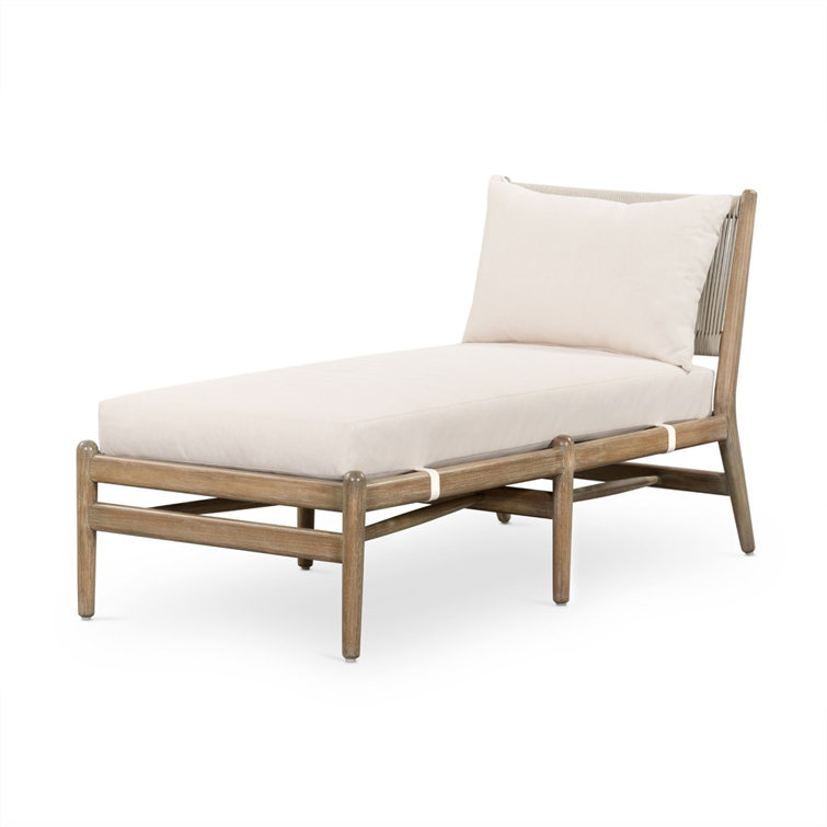 Cream Eucalyptus Outdoor Chaise Lounge with Rope Detailing