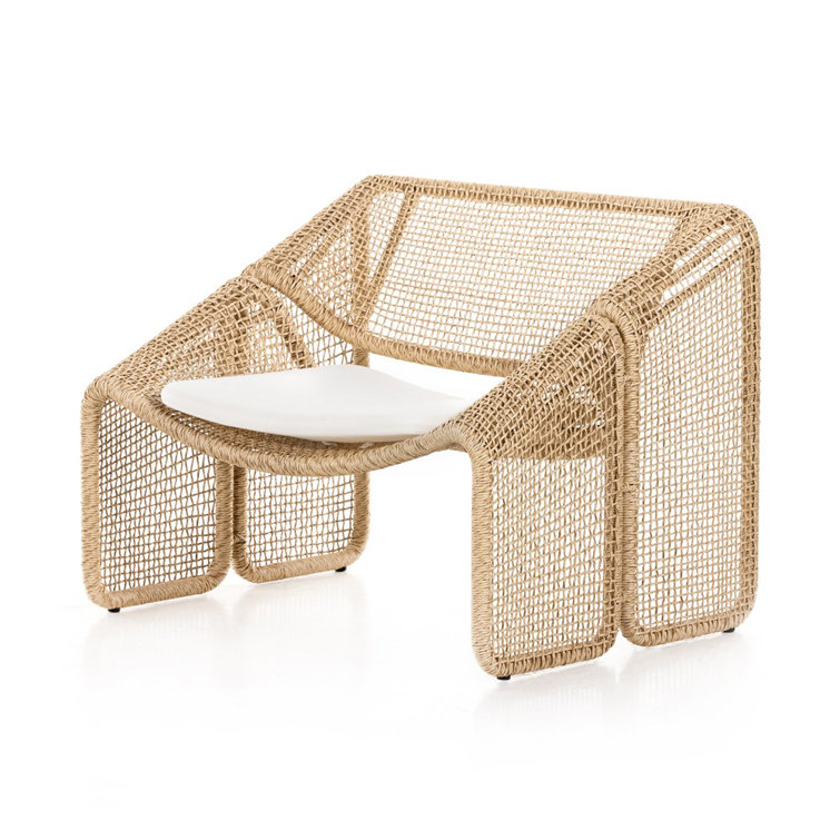 Selma Contemporary Brown & White Outdoor Chair with Cushions