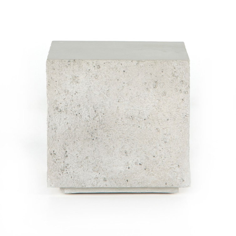 White Concrete Industrial Outdoor Square Side Table