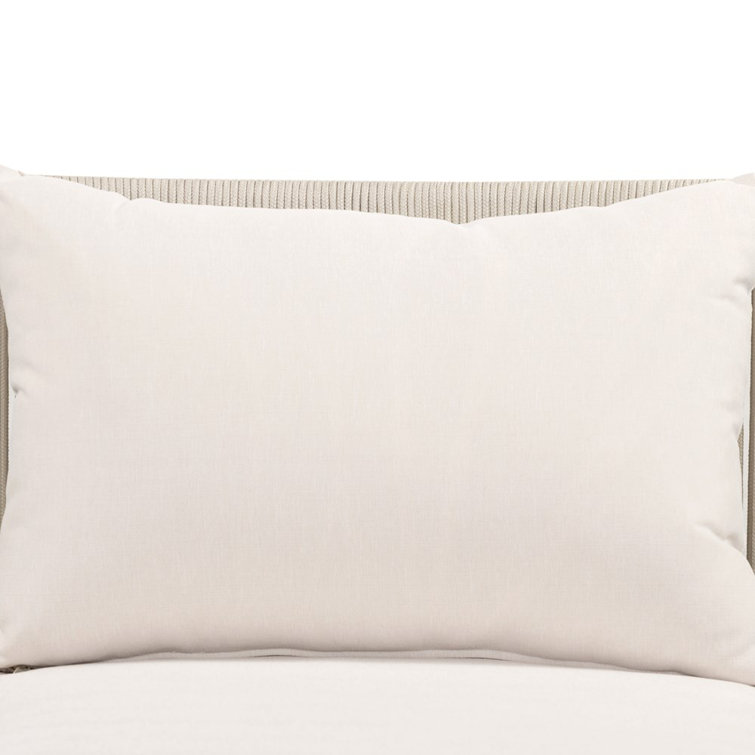 Lakin Oat Outdoor Wicker Chaise Lounge with White Cushions