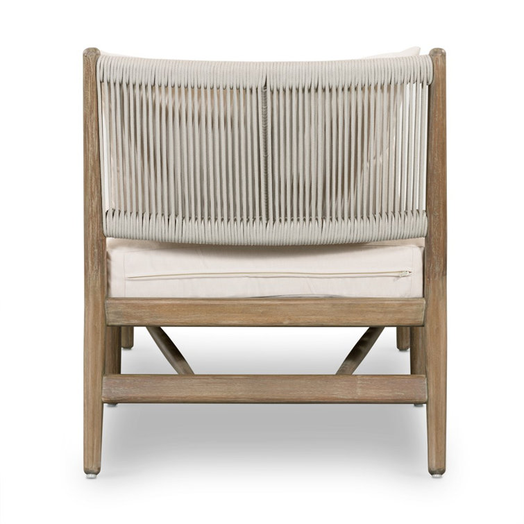 Lakin Oat Outdoor Wicker Chaise Lounge with White Cushions