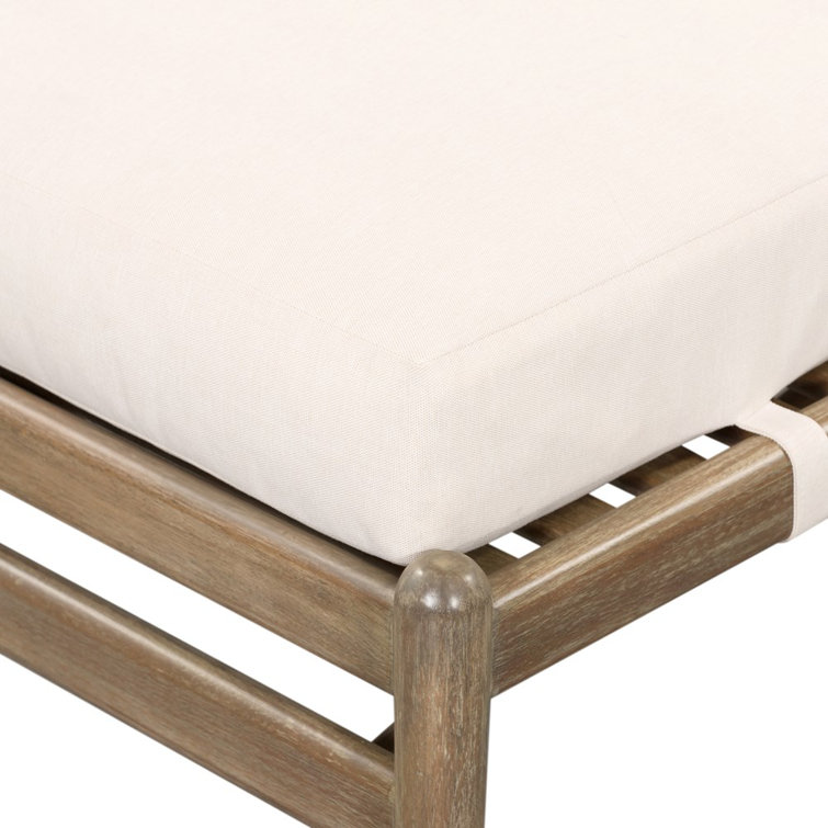 Lakin Oat Outdoor Wicker Chaise Lounge with White Cushions