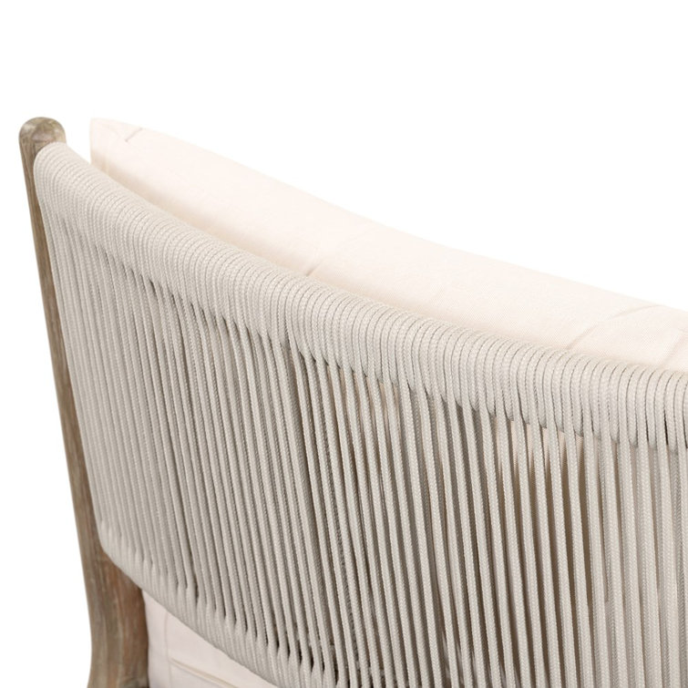 Lakin Oat Outdoor Wicker Chaise Lounge with White Cushions