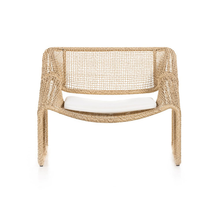 Selma Contemporary Brown & White Outdoor Chair with Cushions
