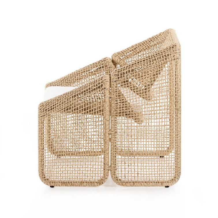 Selma Contemporary Brown & White Outdoor Chair with Cushions