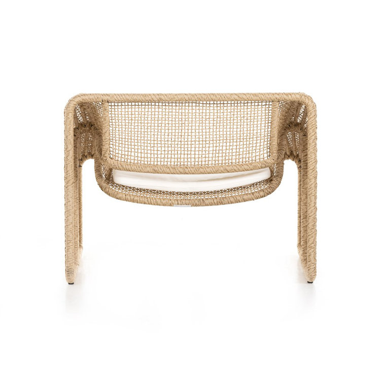 Selma Contemporary Brown & White Outdoor Chair with Cushions