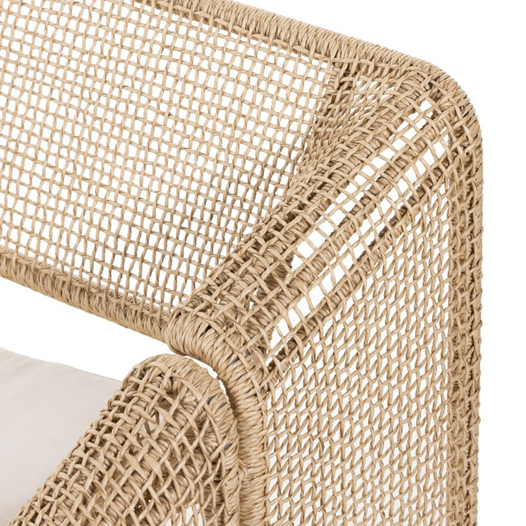 Selma Contemporary Brown & White Outdoor Chair with Cushions