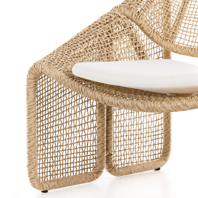 Selma Contemporary Brown & White Outdoor Chair with Cushions