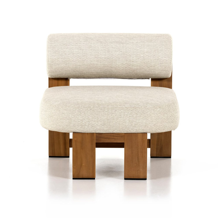 Solano Natural Teak 30" Stationary Outdoor Chair with Faye Sand Cushion